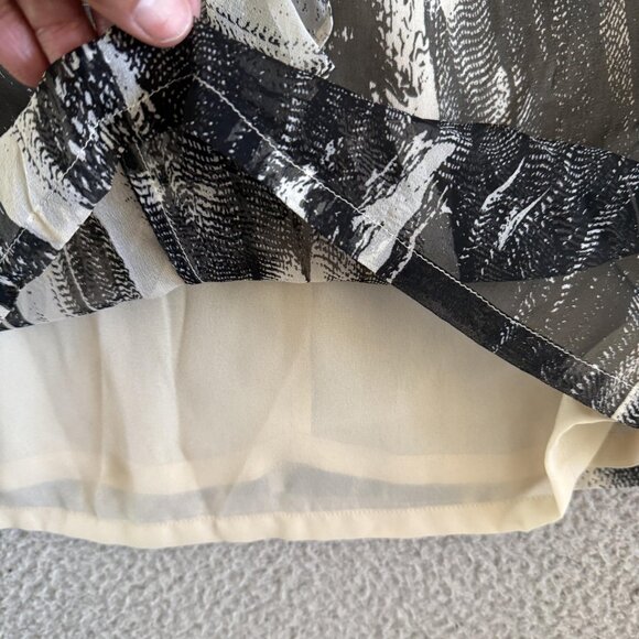 Tara Jarmon Silk Dress Ruffle Gathered Cream Black Designer - Picture 6 of 10